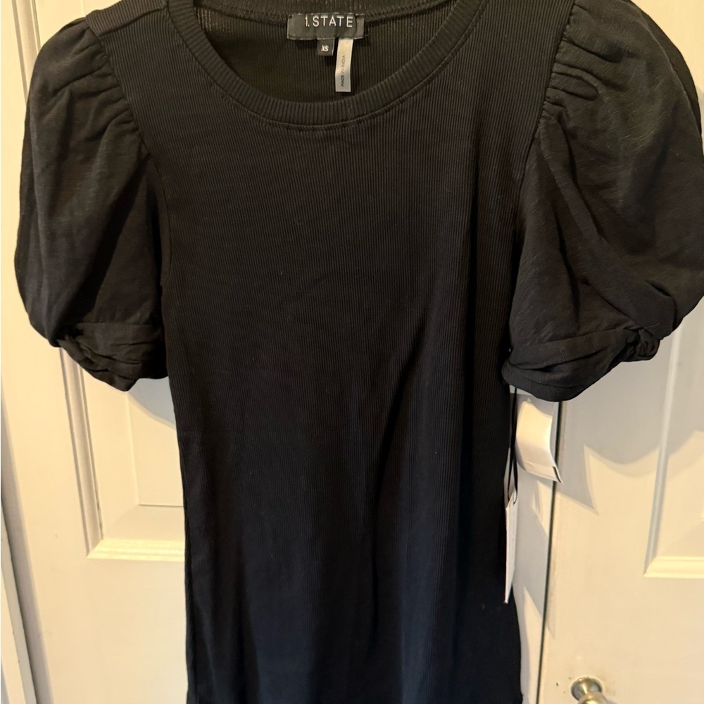 1. State Black Puff Sleeve Blouse NWT
